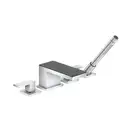 Смеситель на борт ванны Axor MyEdition (цвет - хром/кожа серая), с душевым гарнитуром (47432000+47916000) фото 1 Aquada.com.ua
