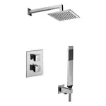 Душевая система Paffoni Level скрытого монтажа с термостатом на 2 потребителя и верхним душем 200x200 мм (цвет - хром) (KITLEQ518CR/M)