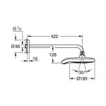 Верхній душ Grohe Power &amp; Soul Cosmopolitan 190 з душовим кронштейном, хром (26172000)