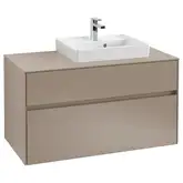 Тумба под умывальник с LED подсветкой 100 см Villeroy & Boch Collaro (Truffle Grey) умывальник слева (C015L0VG)