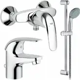 Набор смесителей Grohe Euroeco 123232 умыв,душ,стойка