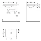 Geberit VariForm Раковина вбудов. 55x40, без отвору, біла (500.737.01.2)