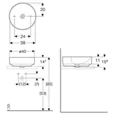 Geberit VariForm Умивальник накладний, Ø40см, білий (500.768.01.2)