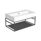 Раковина подвесная bianco matt 81 х 46 см Simas Agile с чёрной матовой консолью 80 x 45,5 x h28 см (AG81+AGSS81)