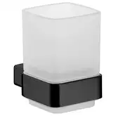 Стакан для зубных щёток подвесной Emco Loft Black, чёрный матовый/стекло матовое (052013300)