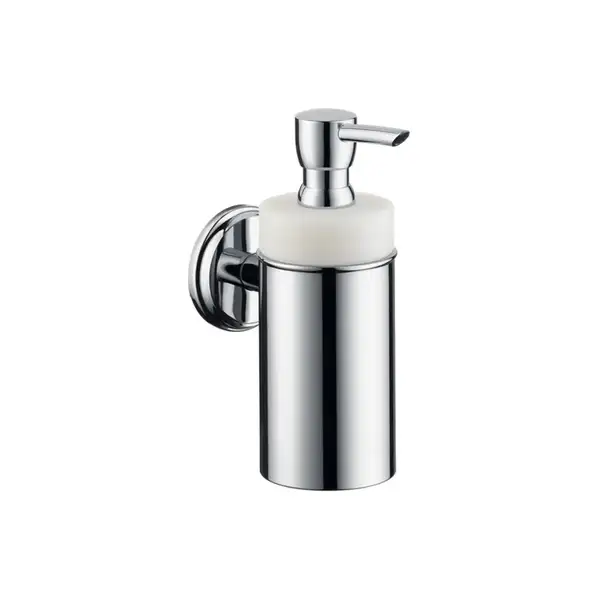 Дозатор жидкого мыла Hansgrohe Logis Classic (цвет - хром, керамика белая), емкость 125 мл (41614000) фото 1 Aquada.com.ua Дозатор жидкого мыла Hansgrohe Logis Classic (цвет - хром, керамика белая), емкость 125 мл (41614000) фото 1 Aquada.com.ua