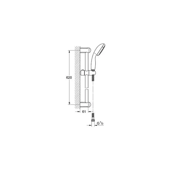 Душевой гарнитур Grohe New Tempesta, штанга 600 мм с полочкой (цвет - хром) (27926000) фото 2 Aquada.com.ua Душевой гарнитур Grohe New Tempesta, штанга 600 мм с полочкой (цвет - хром) (27926000) фото 2 Aquada.com.ua