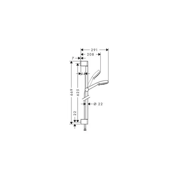 Душевой гарнитур Hansgrohe Crometta 100 Multi со штангой 65 см (цвет - хром/белый) (26650400) фото 2 Aquada.com.ua