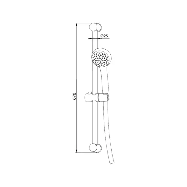 IMPRESE SATINOKS штанга душевая L-67 см, мыльница, ручной душ 1 режим, шланг (R670SD+1115+W100R1 BN) фото 2 Aquada.com.ua