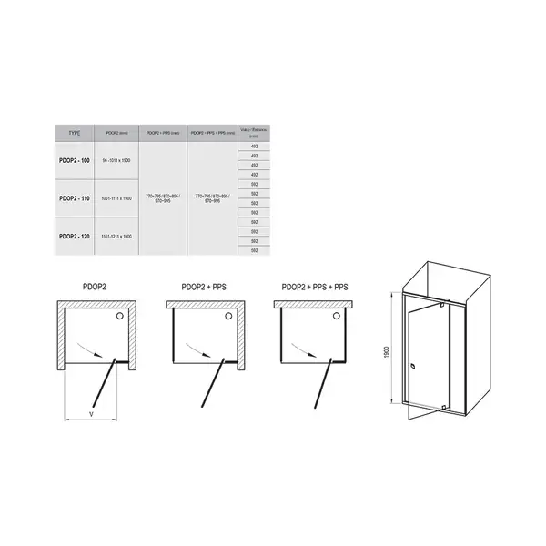 Ravak Pivot PDOP2 100 Душові двері, чорний (03GA0300Z1)