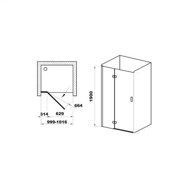 Душевые двери Ravak SmartLine SMSD2-100 (B) L (проофиль - хром, стекло - прозрачное) (0SLABA00Z1) фото 3 Aquada.com.ua