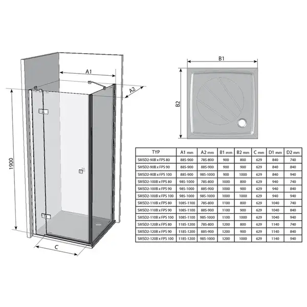 Душевая кабина Ravak SmartLine SMSD2-120 (B) L хром+transparent (0SLGBA00Z1) фото 2 Aquada.com.ua