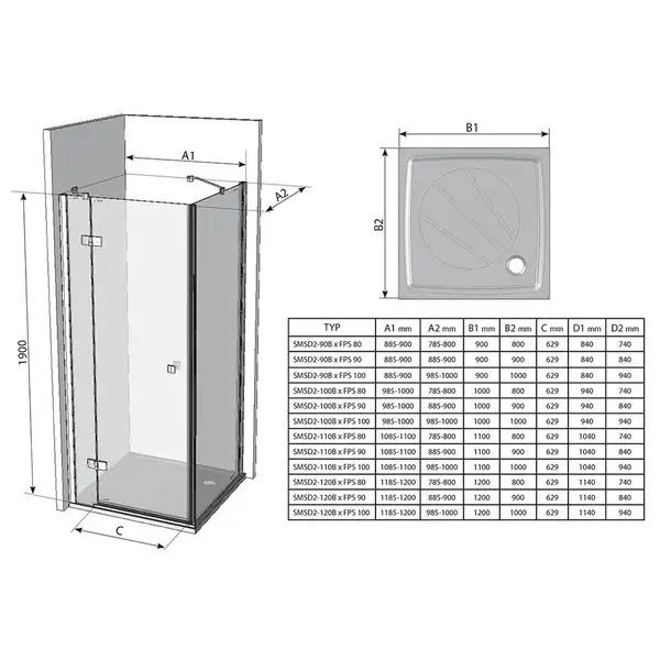 Душевая кабина Ravak SmartLine SMSD2-110 (B) R хром+transparent (0SPDBA00Z1) фото 2 Aquada.com.ua Душевая кабина Ravak SmartLine SMSD2-110 (B) R хром+transparent (0SPDBA00Z1) фото 2 Aquada.com.ua