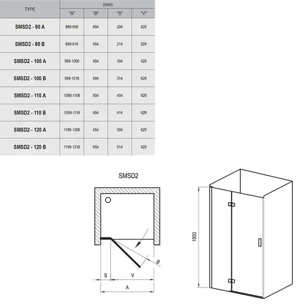 Душевые двери Ravak SmartLine SMSD2-120 (A) P (профиль - хром; стекло - Transparent (прозрачный)) (0SPGAA00Z1) фото 2 Aquada.com.ua