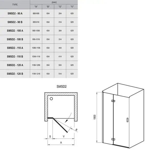 Душевые двери Ravak SmartLine SMSD2-120 (B) P (профиль - хром; стекло - Transparent (прозрачный)) (0SPGBA00Z1) фото 2 Aquada.com.ua