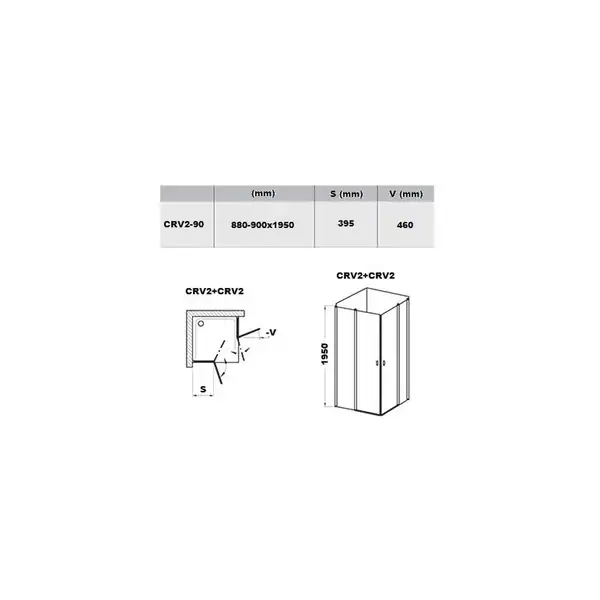 Душевая кабина Ravak Chrome CRV2-90 (профиль - сатин, стекло - transparent) (1QV70U00Z1) фото 2 Aquada.com.ua