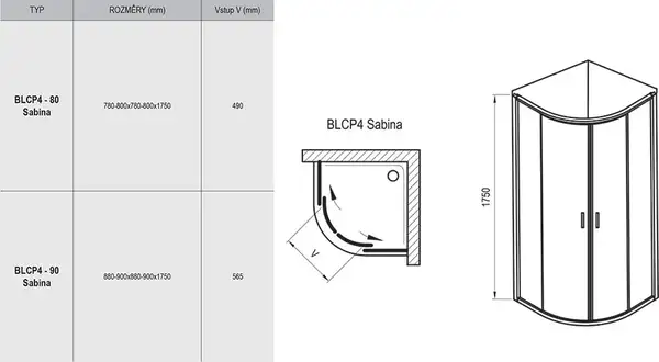 Душевая кабина Ravak Sabina 90x90, стекло прозрачное, профиль хром (3B270C40Z1)