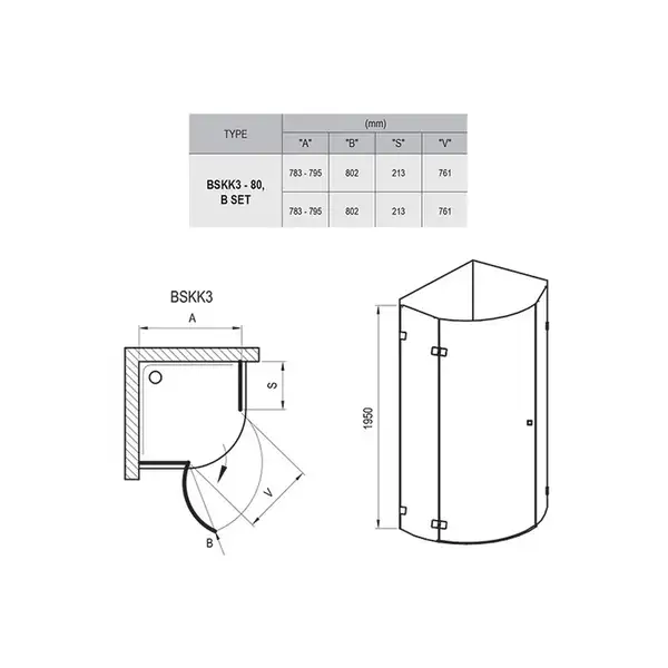 Душевая кабина Ravak Brilliant BSKK3-80 L (профиль - хром, стекло - transparent) (3UP44A00Y1) фото 3 Aquada.com.ua
