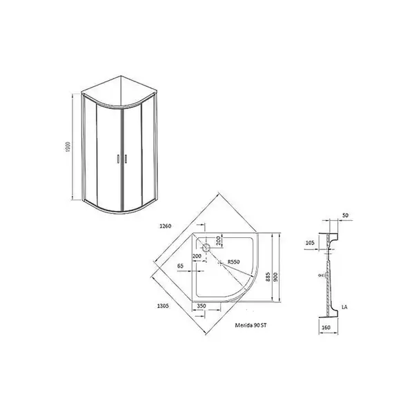 Душевая кабина Ravak X-Point 90 х 90 см с поддоном Merida 90 ST и сифоном Basic 90 (профиль - пол. алюминий, стекло - прозрачное) (70507739) фото 4 Aquada.com.ua