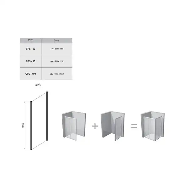 Неподвижная стенка Ravak Chrome CPS-90 блестящий+Transparent (прозрачный) (9QV70C00Z1) фото 2 Aquada.com.ua