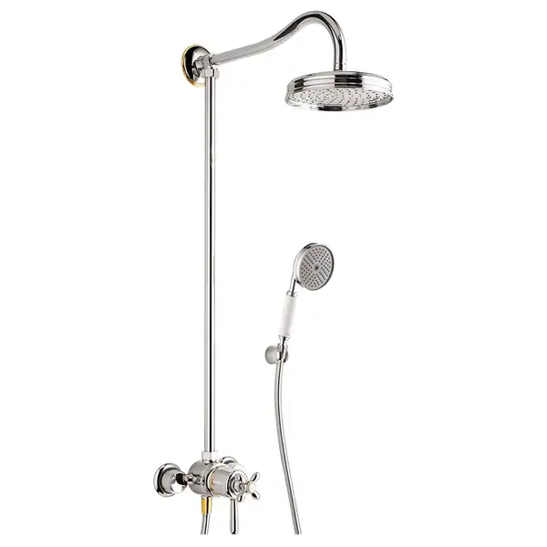 Душевая система с термостатом Axor Carlton Showerpipe (хром/золото) (17670090) фото 1 Aquada.com.ua