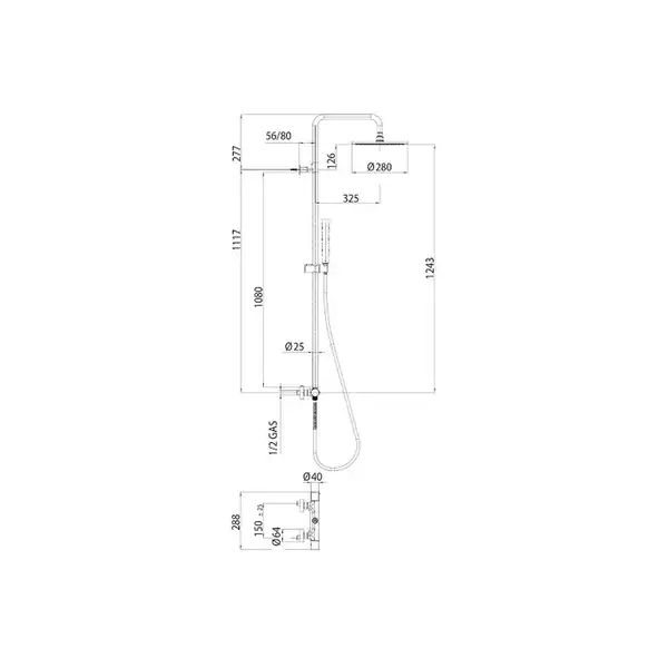Душевая система с термостатом Bossini Cosmo (цвет - чёрный матовый) (L10092 073) фото 3 Aquada.com.ua