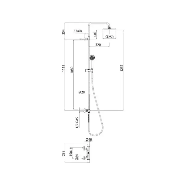 Душевая система с термостатом Bossini Elios (цвет - хром) (L10172 030) фото 2 Aquada.com.ua