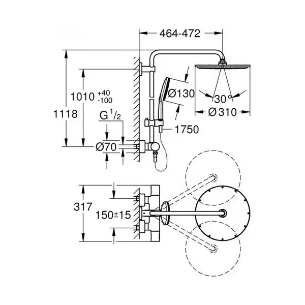 Grohe Rainshower Smartactive 310 Душевая система, хром (27966001)