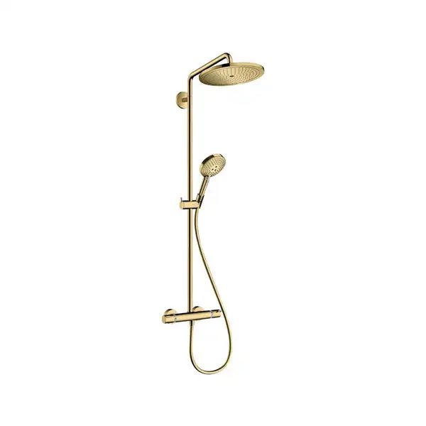 Душева система с термостатом Hansgrohe Croma Select S Showerpipe 280 1jet (цвет - полированное золото) (26890990) фото 1 Aquada.com.ua Душева система с термостатом Hansgrohe Croma Select S Showerpipe 280 1jet (цвет - полированное золото) (26890990) фото 1 Aquada.com.ua