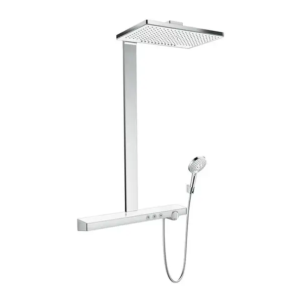Душевая система с термостатом Hansgrohe Rainmaker Select 460 Showerpipe 2jet (цвет - хром/белый) (27109400) фото 1 Aquada.com.ua Душевая система с термостатом Hansgrohe Rainmaker Select 460 Showerpipe 2jet (цвет - хром/белый) (27109400) фото 1 Aquada.com.ua