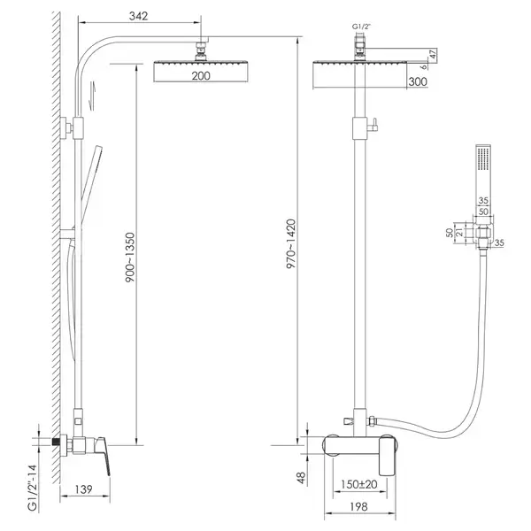 Душевая система Imprese Grafiky (цвет - black nickel) (ZMK041807090) фото 2 Aquada.com.ua