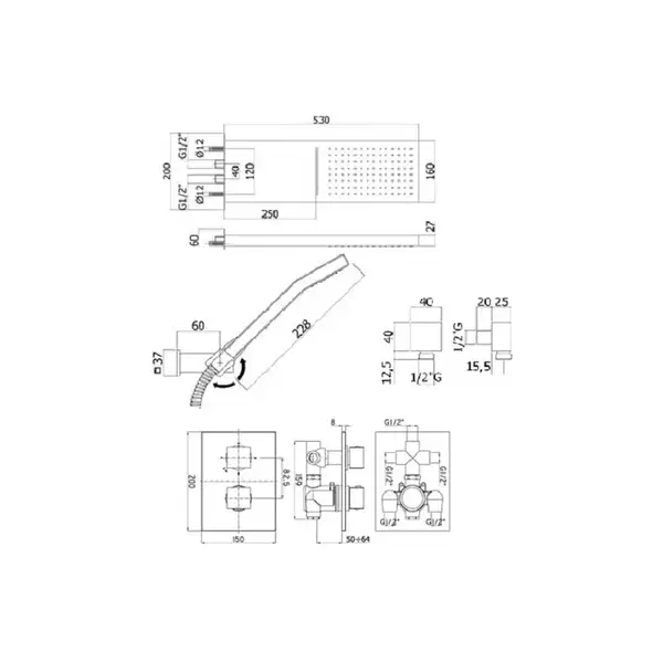 Душевая система скрытого монтажа Paffoni Collections Shower 520х160 мм (DS3jet4hole) фото 2 Aquada.com.ua Душевая система скрытого монтажа Paffoni Collections Shower 520х160 мм (DS3jet4hole) фото 2 Aquada.com.ua