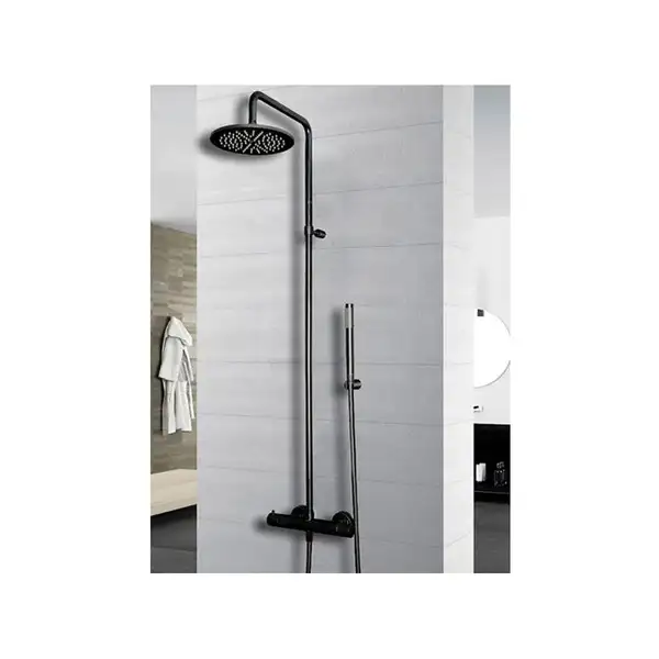 Душевая система с термостатом Paffoni Light (цвет - чёрный матовый) (ZCOL684LIQNO)