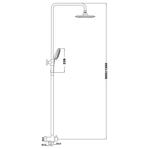 Душевая система Ravak DS 090.00 (цвет - хром) (X07P232) фото 3 Aquada.com.ua