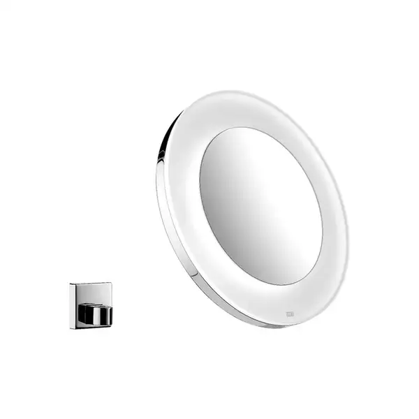 Зеркало косметическое Emco, с LED подсветкой на батарейках, увеличение 3x, хром (109600123) фото 1 Aquada.com.ua