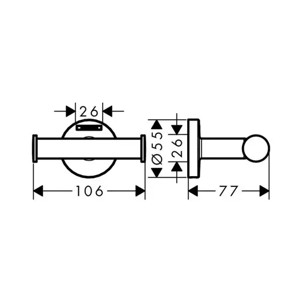 Гачок подвійний, Hansgrohe Logis Universal, 7.7х10.6, хром (41725000)