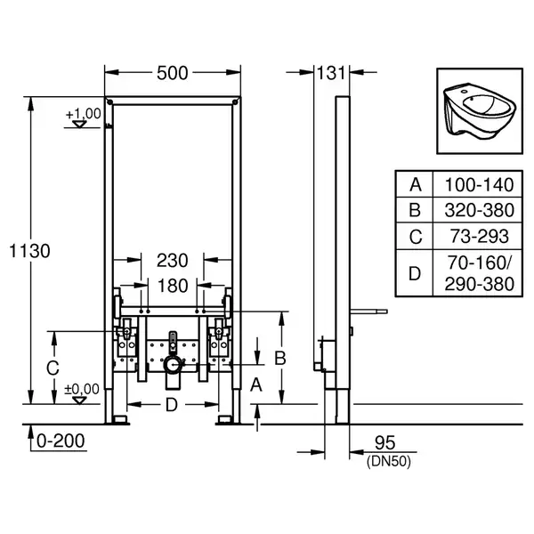 Grohe Rapid SL Инсталляция для биде (38553001)