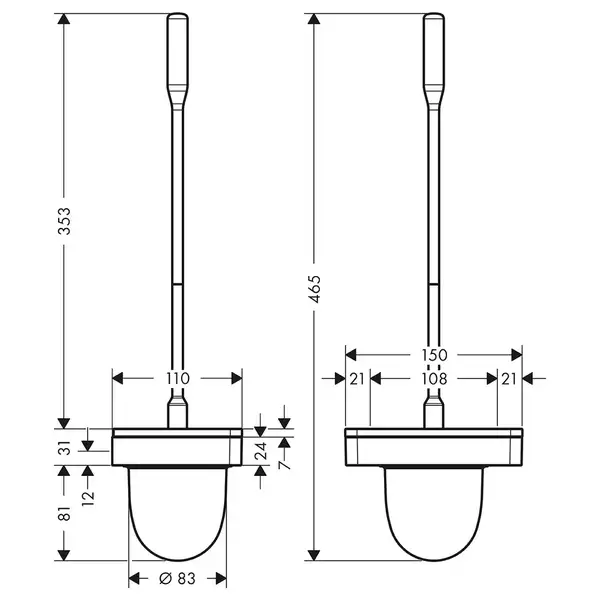 Ёршик подвесной Axor Universal Accessories, матовая латунь/стекло белое, матовое (42835950) фото 2 Aquada.com.ua