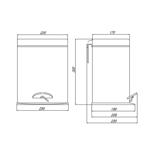 Корзина для мусора с крышкой 5 л Emco System 2, хром (355300004) фото 2 Aquada.com.ua