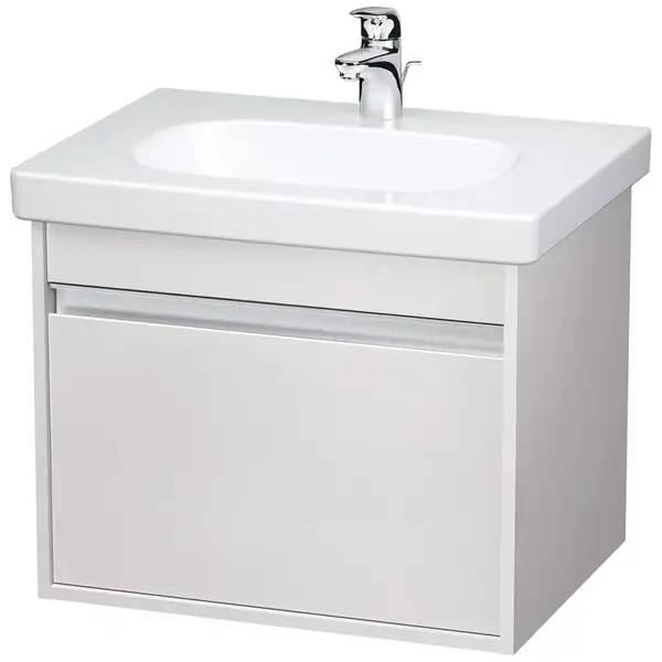 Тумба под умывальник Duravit D-code 60 см, матовый белый + раковина с 1 отв. 65 см + сифон, белый (KT006201818) фото 1 Aquada.com.ua