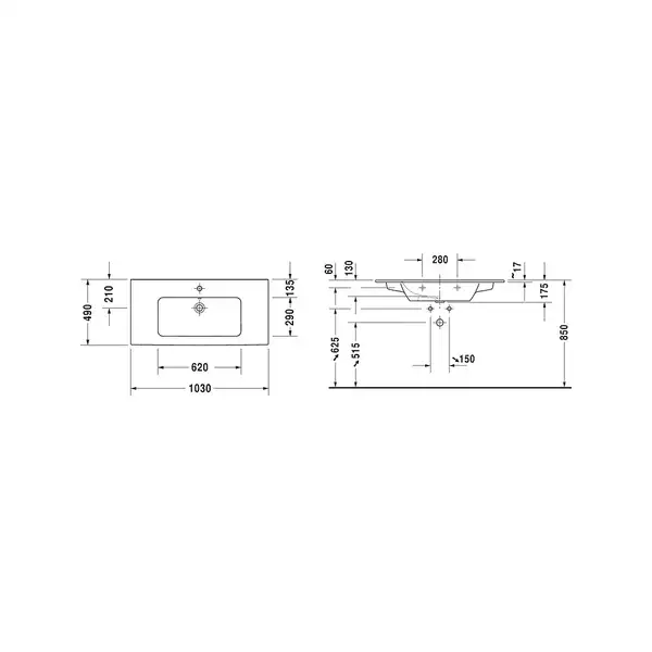 Тумба подвесная с раковиной 103 см Duravit (LC62424040+2336100000) фото 3 Aquada.com.ua