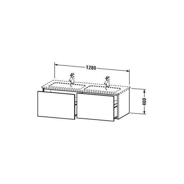 Комплект мебели тумба подвесная с двойной раковиной Duravit XSquare 128 х 47,8 см (XS407504747+2336130000) фото 4 Aquada.com.ua