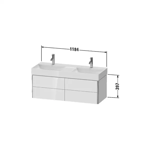 Комплект мебели тумба подвесная с двойной раковиной Duravit XSquare 118,4 х 46 см (XS416402222+23531200141) фото 3 Aquada.com.ua