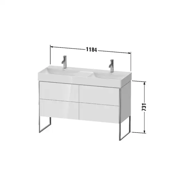 Комплект мебели тумба с двойной раковиной Duravit XSquare 118,4 х 46 см (XS445602222+23531200141) фото 4 Aquada.com.ua