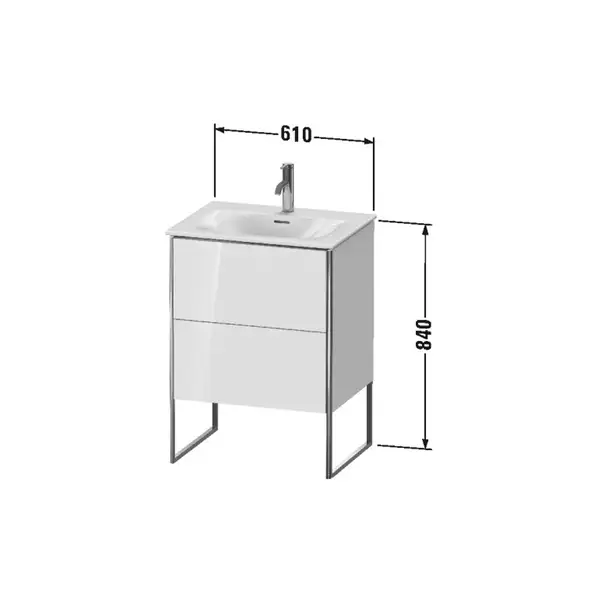 Комплект мебели тумба с раковиной Duravit XSquare 81 х 47,8 см (XS452202222+23446300001) фото 3 Aquada.com.ua