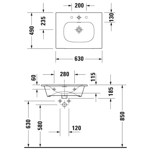 Комплект мебели тумба с раковиной Duravit XSquare 81 х 47,8 см (XS452202222+23446300001) фото 4 Aquada.com.ua