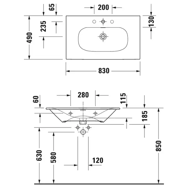 Комплект мебели тумба с раковиной Duravit XSquare 81 х 47,8 см (XS452402222+23448300001) фото 4 Aquada.com.ua