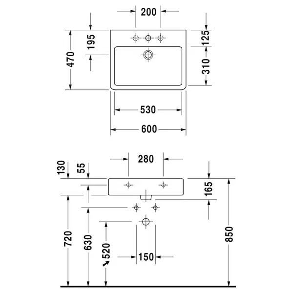Комплект мебели тумба с консолью и раковиной слева Duravit XSquare 140 х 55 см (XS4923L9090+XS060GL9090+0454600000) фото 3 Aquada.com.ua