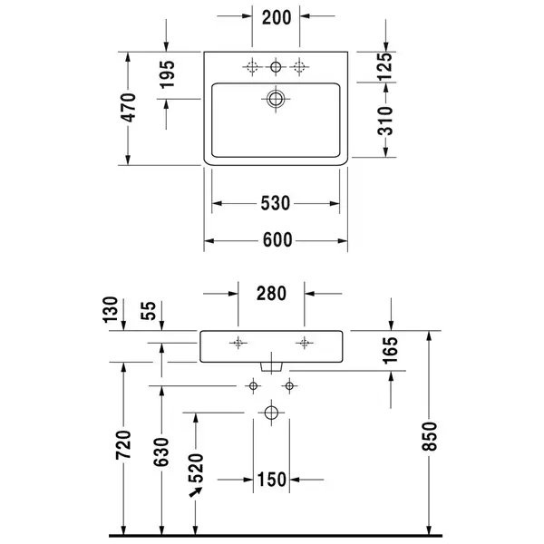 Комплект мебели тумба с консолью и 2 раковинами Duravit XSquare 140 х 55 см (XS4926B9494+XS063GB9494+0454600000) фото 4 Aquada.com.ua