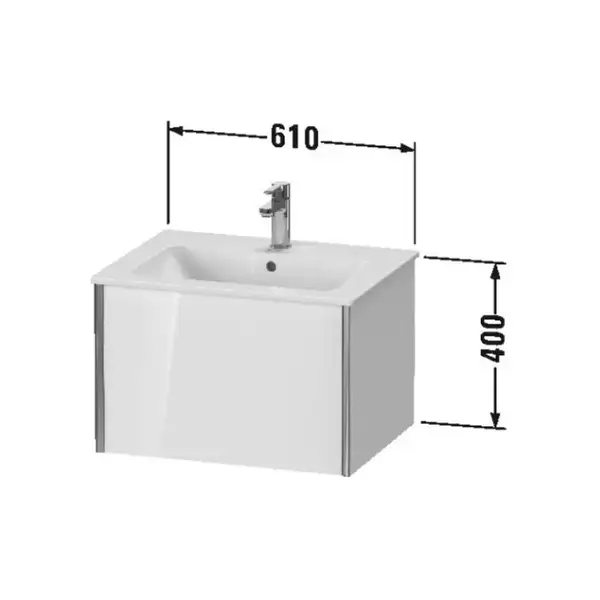 Тумба подвесная под раковину Duravit XViu 61 x 48 см, белый матовый (XV40250B118) фото 3 Aquada.com.ua